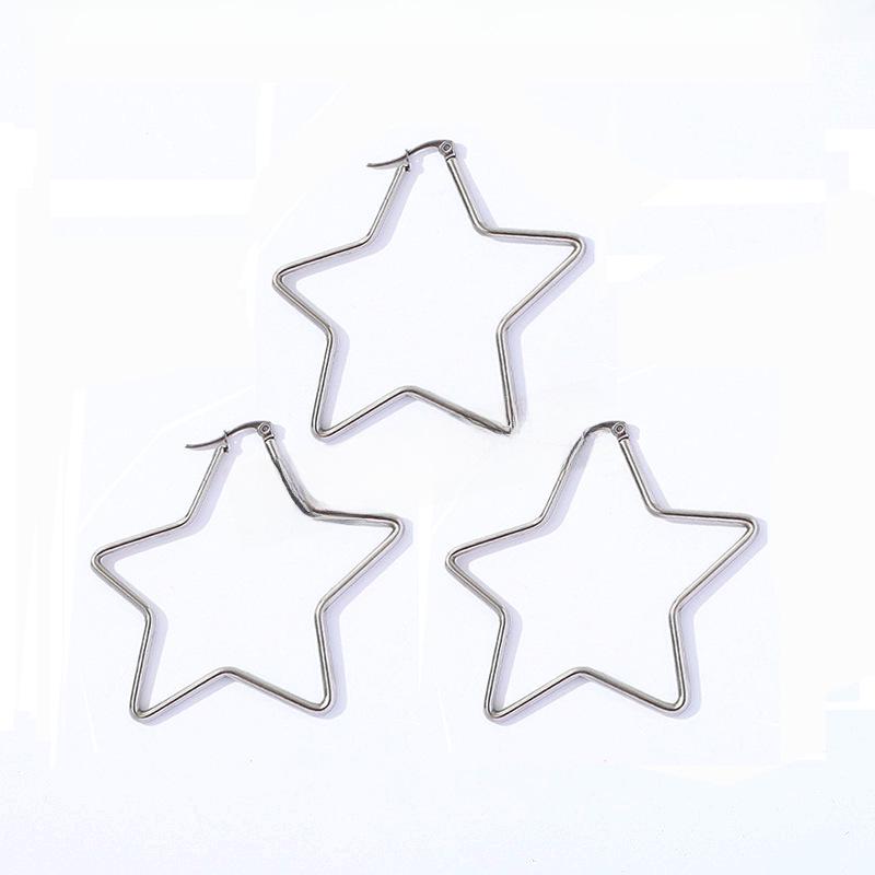 Three-Piece Large Stainless Steel Star Wire Earrings Set