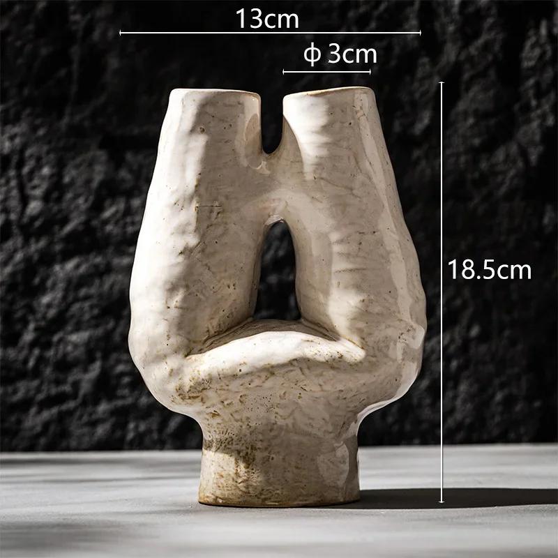 

Ваза в форме буквы H с двойным горлышком, керамический фарфор, декоративный цветочный горшок в стиле скандинавского богемы, сухоцвет, офис Puweicao