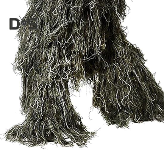 5Pcs/Set Ghillie Suit with Jacket Pants Hood Garland Carry Bag 3D Camouflage Hunting Apparel Youth Adults Woodland Clothes