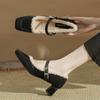 M988-19 Mao Mao high heels women's inner full hair fashion thick heel shoes square head thick heel winter new retro