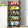 Kitchen Vegetable Rack Multi-Layer Metal Floor Stackable Shelves for Fruit Storage Basket Utility Rotating Wheels Organizadores