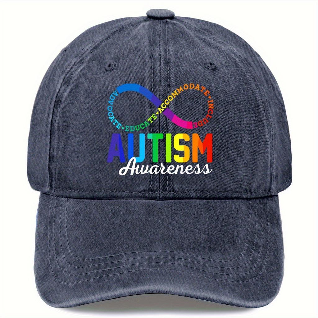 Autism Awareness Infinity Symbol Baseball Cap Adjustable Polyester Washed Cap Casual Outdoor Unisex Headwear
