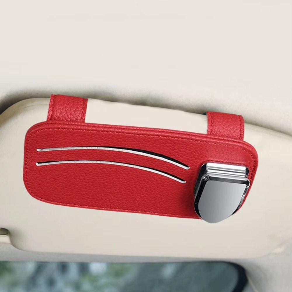 Leather Car Sunglasses Holder Expansion Space Sun Visor Storage Box Creativity Car Glasses Clip