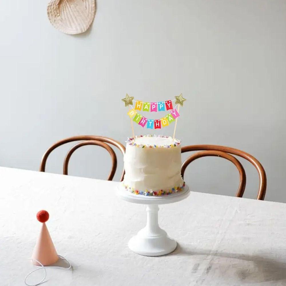 Handgemachter Kuchenaufsatz Bunt Happy Birthday Kuchendeko Kuchenbanner Geburtstagsfeier Zubehör