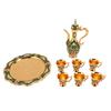 8PCS Zinc Alloy Wine Pot Kit Gold Green Teapot Tea Service Set Turkish Tea Set  For Birthday