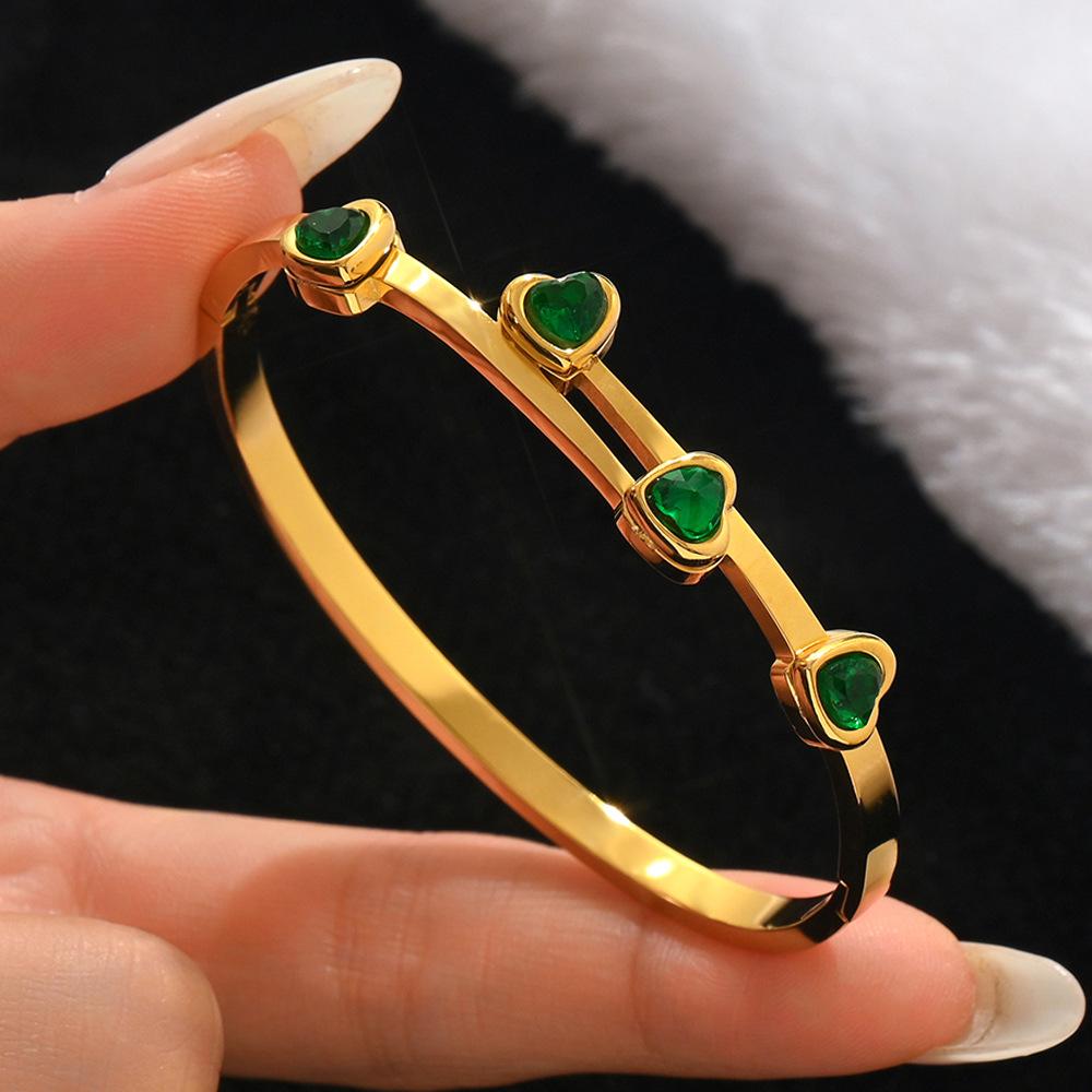 Colorfast Titanium Steel Zirconia Bracelet for Women – High-End European and American Style, Openable Jewelry 18K Vacuum Plated