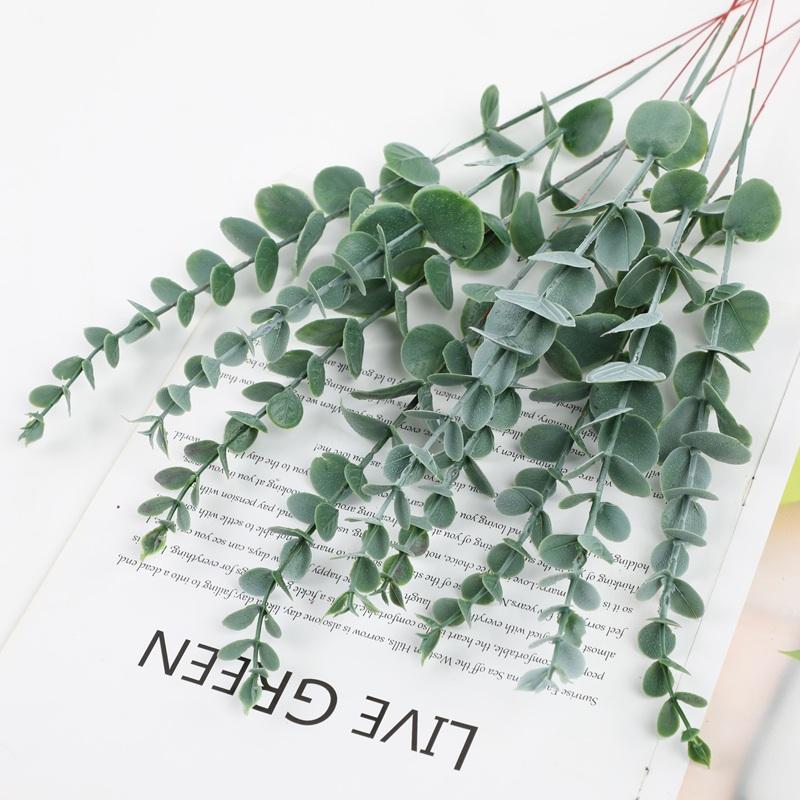 

20pcs Artificial Green Plant Plastic Eucalyptus Leaves Wedding Decor Fake Flower Money Leaf Branch Home Living Room Decoration