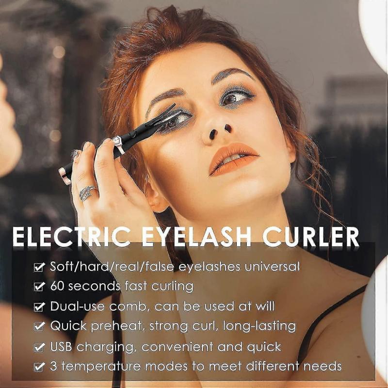 Electric Heated Lash Curler,2 In 1 Clip-type Usb Rechargeable Eyelash Curlerblackssxjv