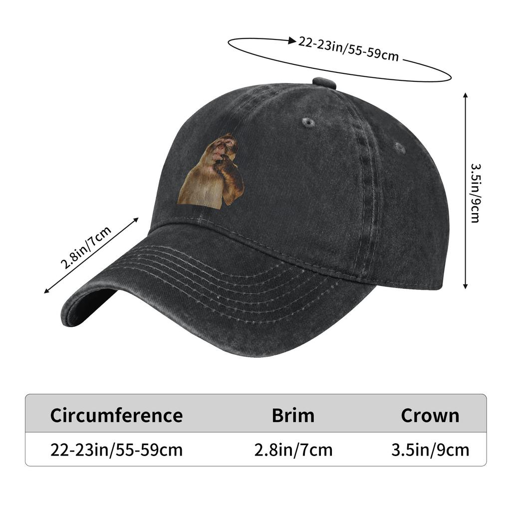 Washed Baseball Cap Thinking Monkey Meme Summer Trucker Hat For Unisex Women Streetwear Tennis Skate Sun Baseball Caps