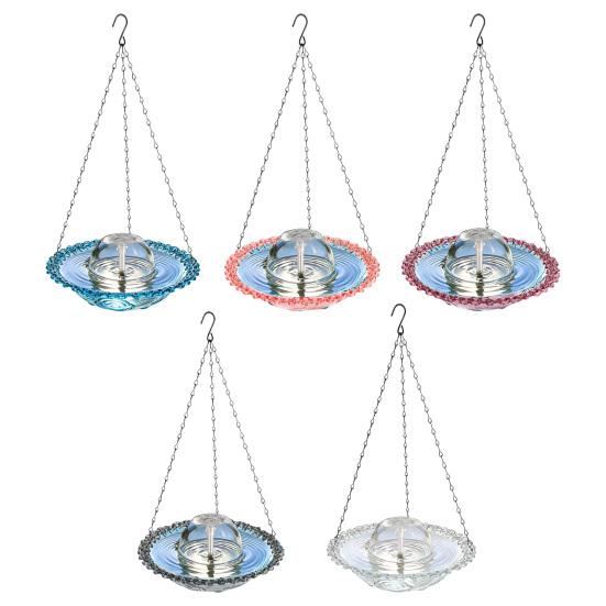 USB-Powered Fountain Bird Bath Hanging Bird Bath Fountain Outdoor Hummingbird Feeder Bath Bowl Attracts Wild Birds for Garden Decoration