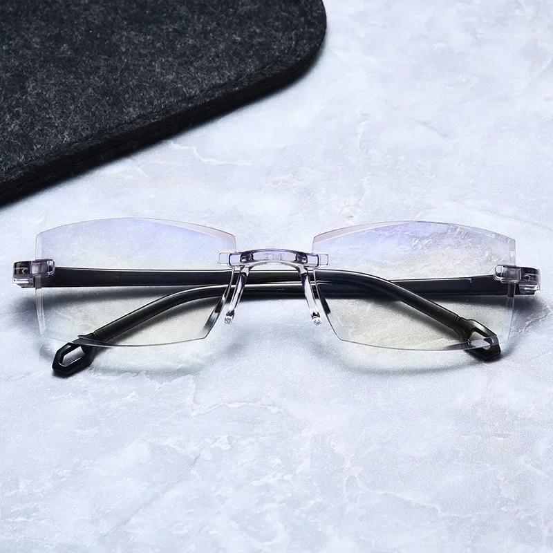 3PCS Frameless Edge Cutting Bifocal Reading Glasses Fashion Ultralight HD Anti Blue Light Presbyopia Glasses for Men and Women