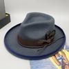 Elegant Feather Homburg Wool Styling Hat with Wide Brimmed Flat Hat Wide Brimmed Western Hat for Casual Wear