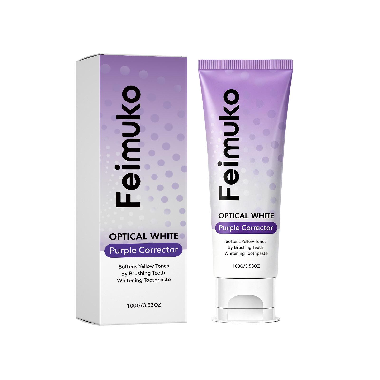 Feimuko Purple Brightening Toothpaste - Gentle Stain Removal & Fresh Breath Daily Care