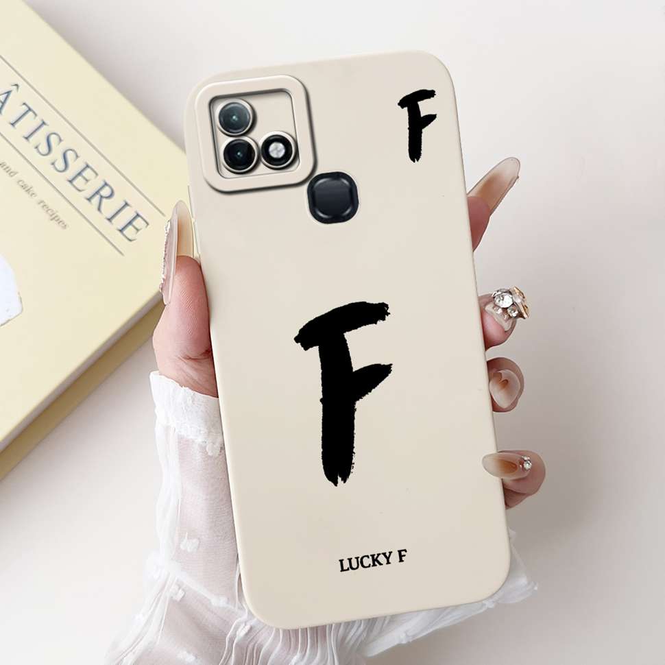 For Infinix Hot 10i X659B Case White Lucky Letters A-Z Soft Silicone Cover For Infinix Hot10I Smart 5 Pro 6.52 " Phone Cases