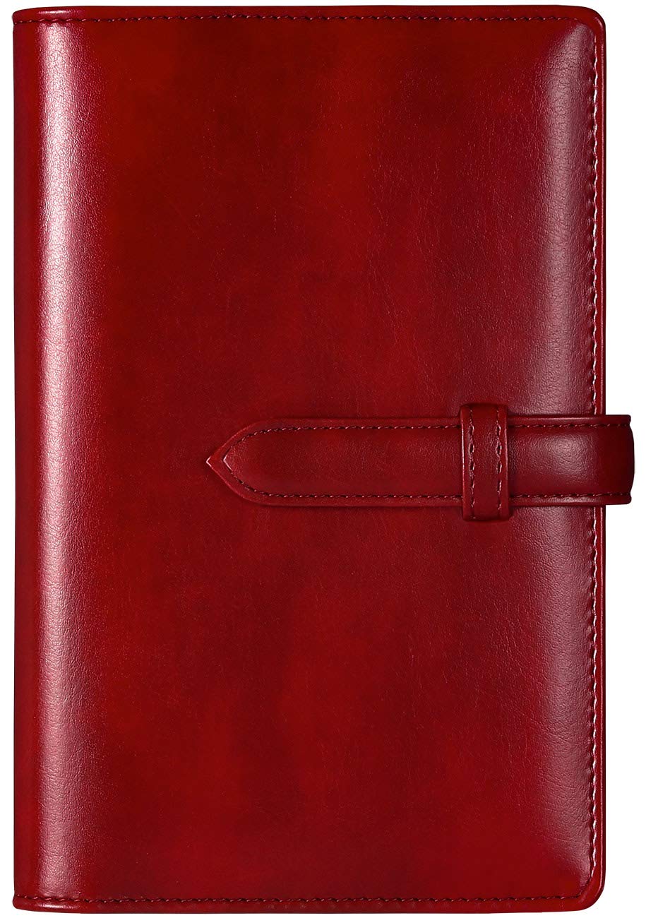 

RIHUA Bible-Size Planner, Leather 6-Ring Organizer, Scheduler Cover with Refills, Memo Pad, Card Storage, Loose-Leaf Notebook, Bible Size, Business Of
