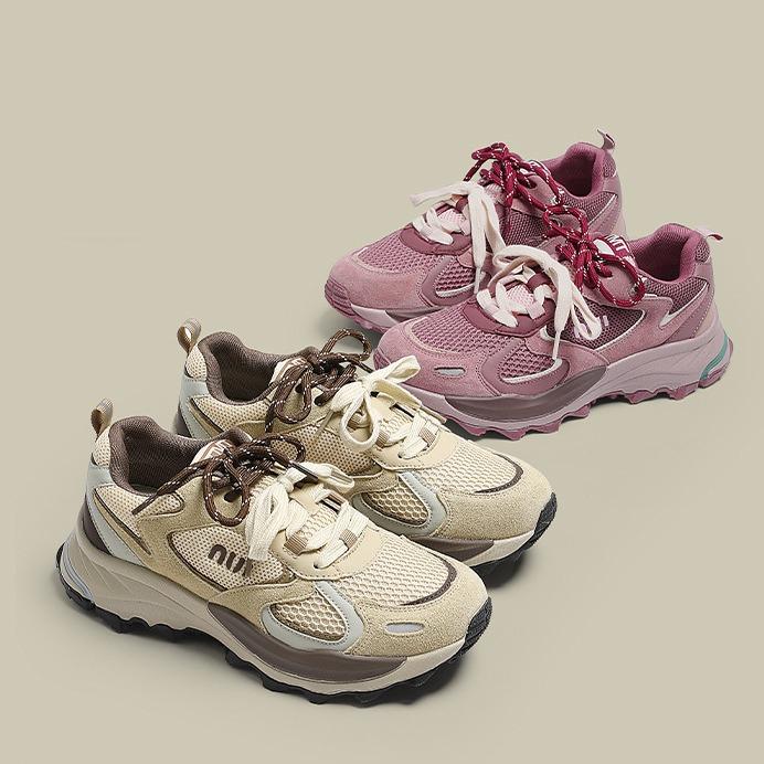 American Retro Mesh Jogging Shoes Women'S Autumn Versatile Thick-Soled Heightening Dad Shoes Casual Sports Shoes