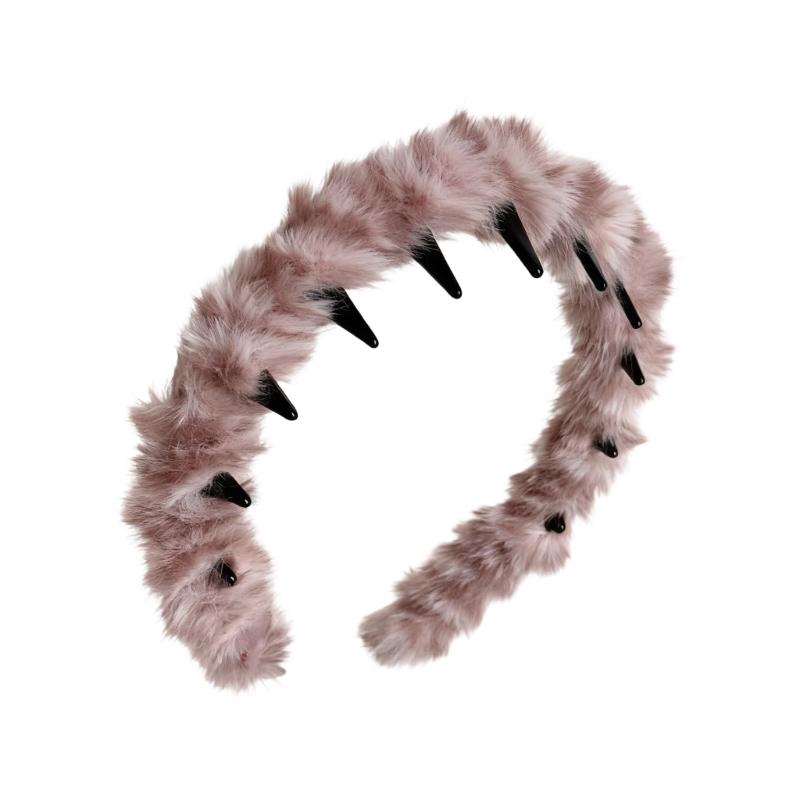 Soft Plush Wavy Headbands With Teeth Edge Strong Hold Comfortable Hair Accessories Fashion Hairband For Women Men розовый