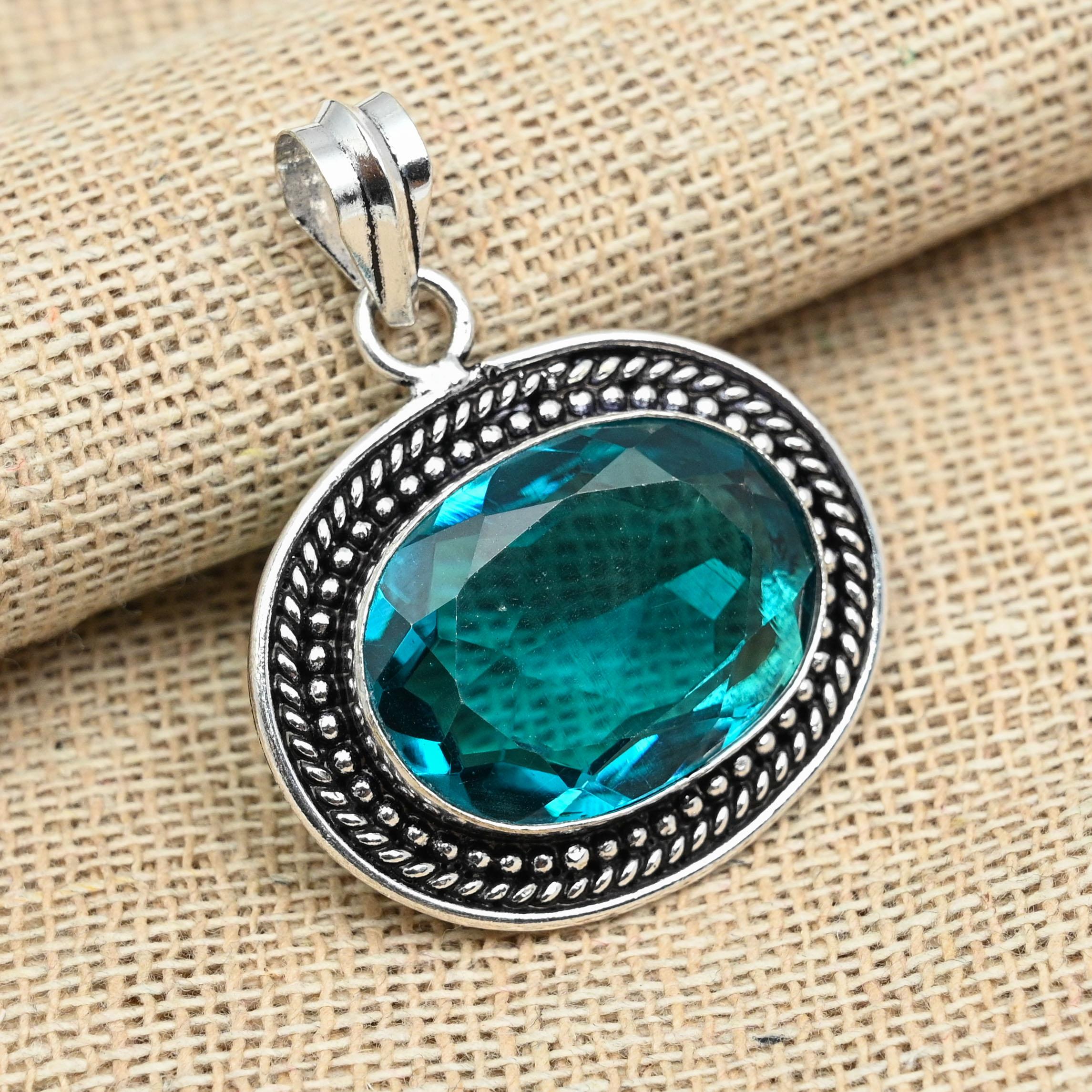 

Индиколит-турмалин, красивый драгоценный камень, стерлинговое серебро 925 пробы, ювелирный кулон ручной работы 1.77 Inches синий