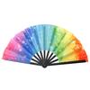 Kungfu Fan Foldable Portable 13-Inch Handheld Bamboo Fan with Fluorescent Glow Ink Lightweight Cooling Accessory