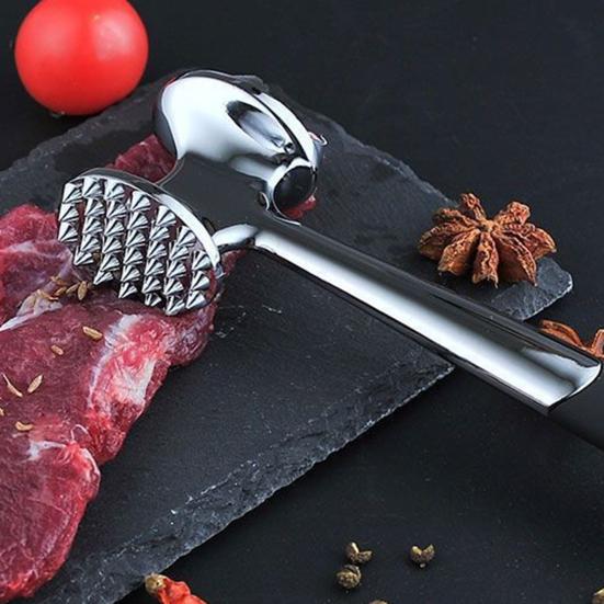 Yousheng Dual-Sided Meat Tenderizer Dishwasher Safe Kitchen Mallet Hammer Tool with Soft Handle Manual Metal Pounder for Tenderizing Chicken Steak