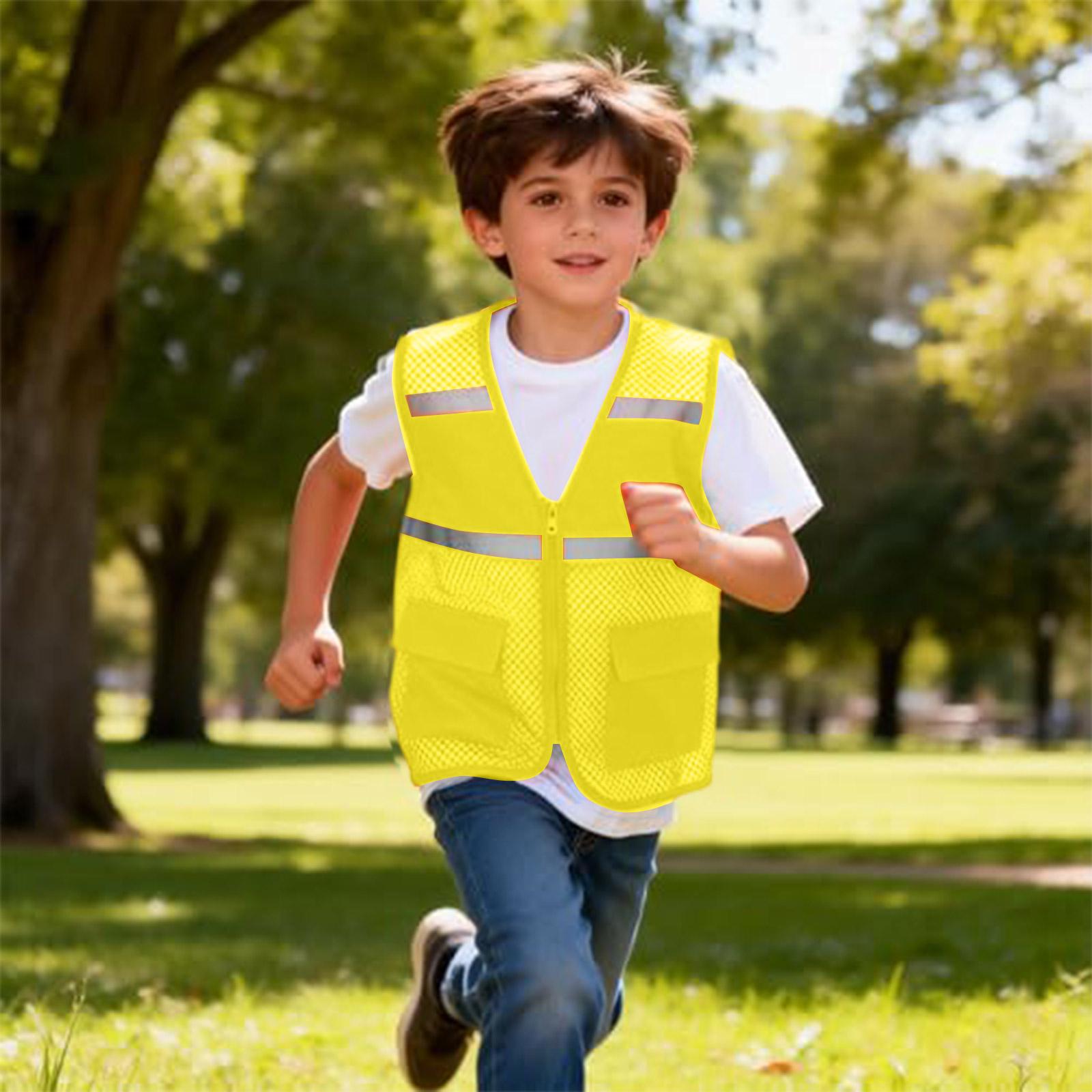 

Children Reflective Safety Vest Sleeveless Workwear Outdoor Activity High Visibility Reflective Vest for Kids Lightweight Breathable XS жовтий