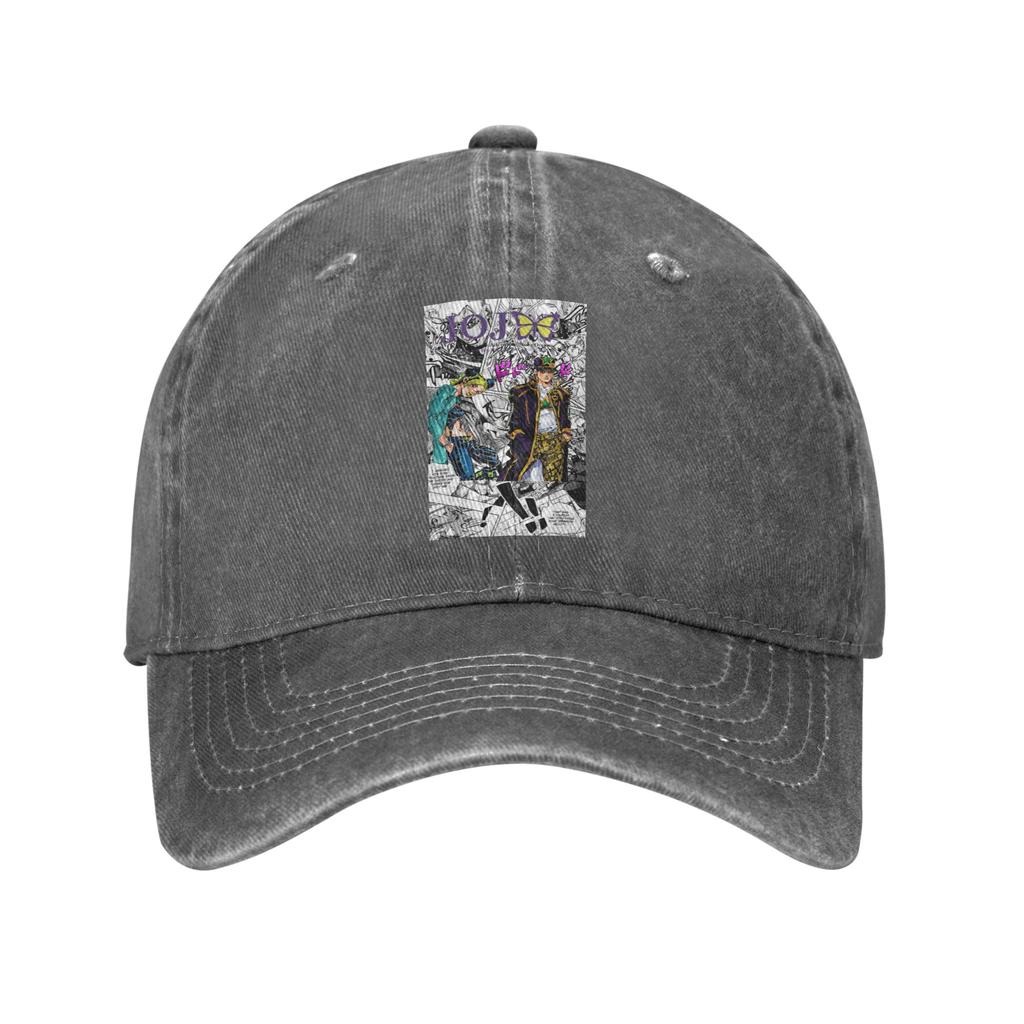 JoJos Bizarre Adventure Japanese Unisexga Anime Washed Denim Cap Casual Baseball Caps Adjustable Hat Summer Unisex Baseball Hats