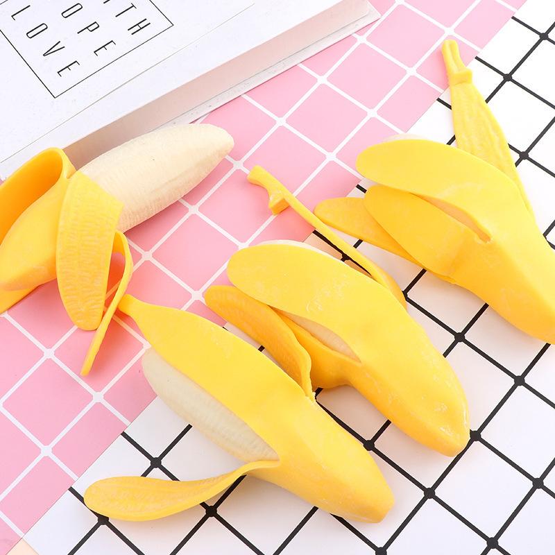 Fake Food Squishy Stress Banana Fidget Sensory Toy Squeeze Stress Relief Hand Toy Anti-Anxiety Banana Stretchy Slow Rising Toy