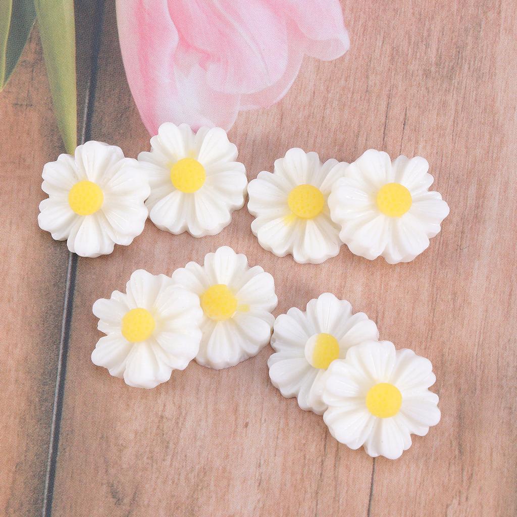 20Pcs 13Mm White Plastic Artificial Daisy Flowers Craft Supplies for Scrapbooking Home Decor Resin Flower Accessory Flower Beads