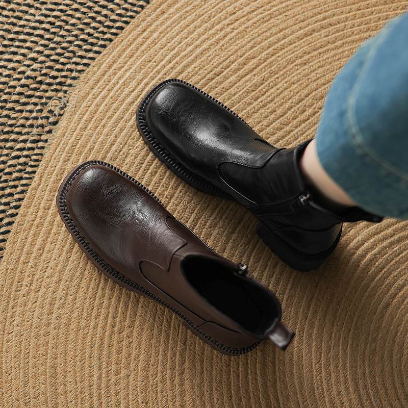 Krazing Pot Microfiber Winter Round Toe Modern Platform Size 33 Boots Size 43 Thick Bottom Women Ankle Boots