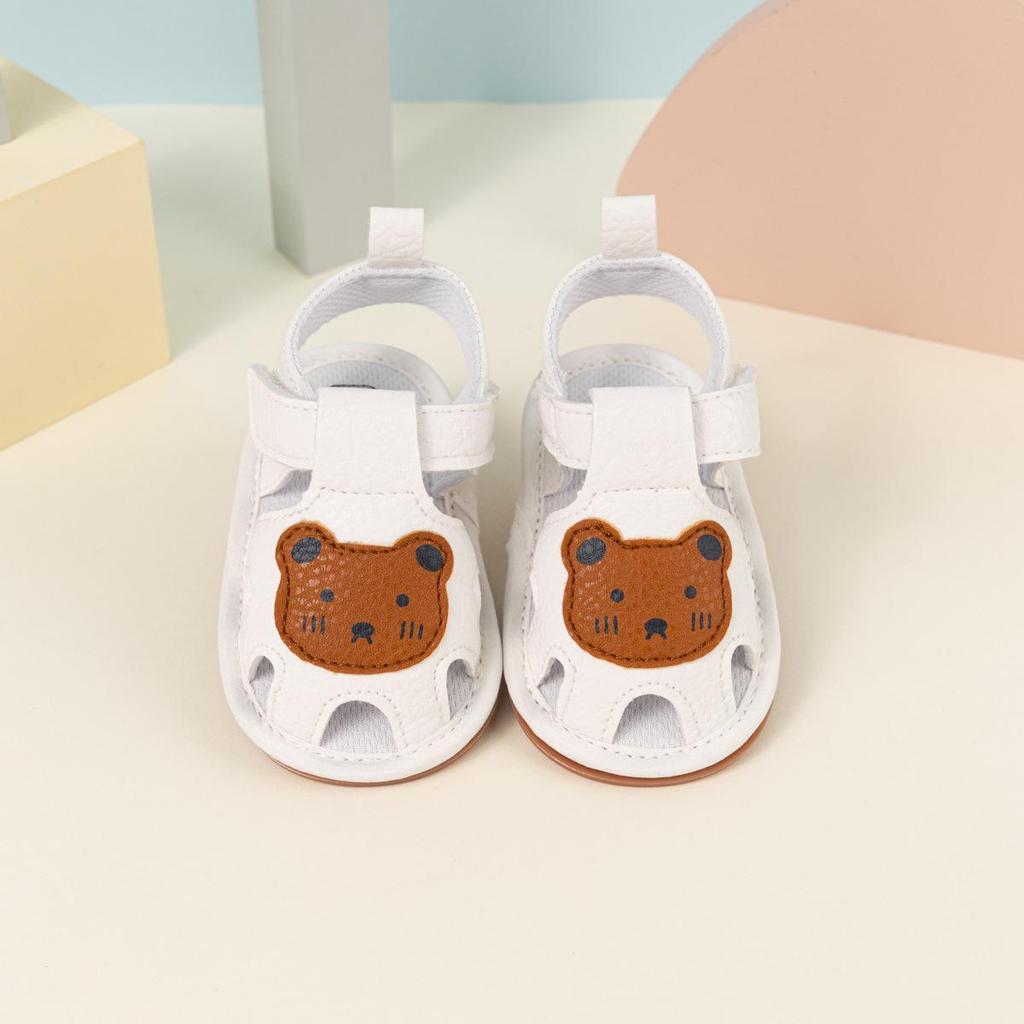 Breathable Baby Walking Shoes with Bear Pattern and Soft Rubber Sole Sandals