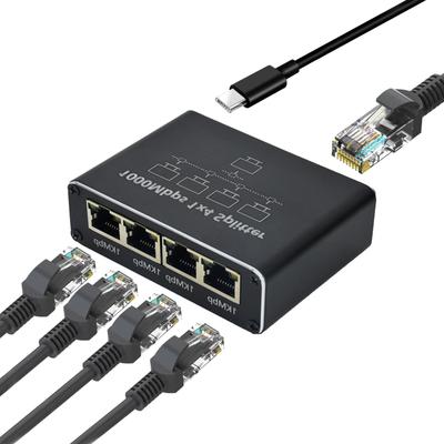 1PC Gigabit Ethernet Splitter 1 až 3/4, 1000 Mbps RJ45 LAN Internet Splitter pro počítač/rozbočovač/přepínač/router/set-top box/digitální TV
