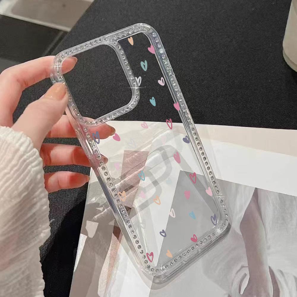 Bracelet Chain Phone Case For iPhone 17 16 15 13 14 for 17Air 17 12 14 16 Pro 17 14 16 Pro Max Sparking Diamond Cute Pattern Hard Cover With Lanyard