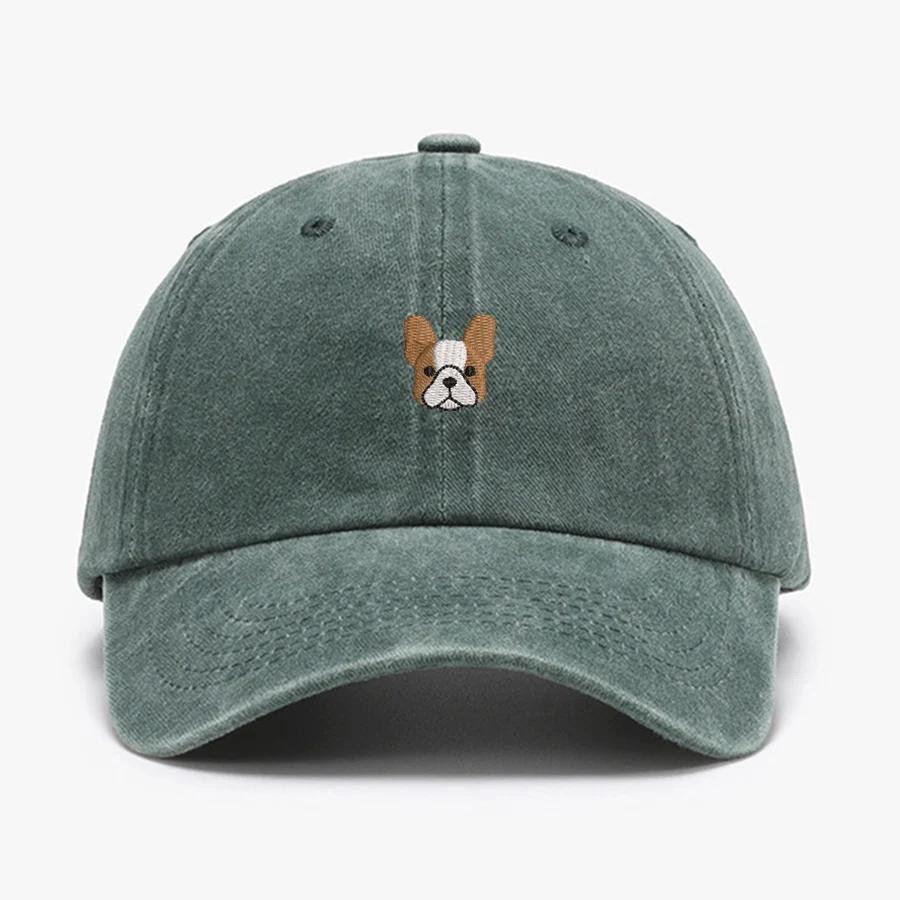 Embroidered Mini French Bulldog Vintage Cotton Baseball Caps Men Women Washed Hat Sports Fishing Dad Summer Peaked Cap
