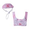 1 Set Cute Pet Nurse Costume Pink White Stripes Nurse Cap And Pet Bib Adjustable Embroideried Hat for Cats And Small Dogs Cosplay Dress Up Accessory