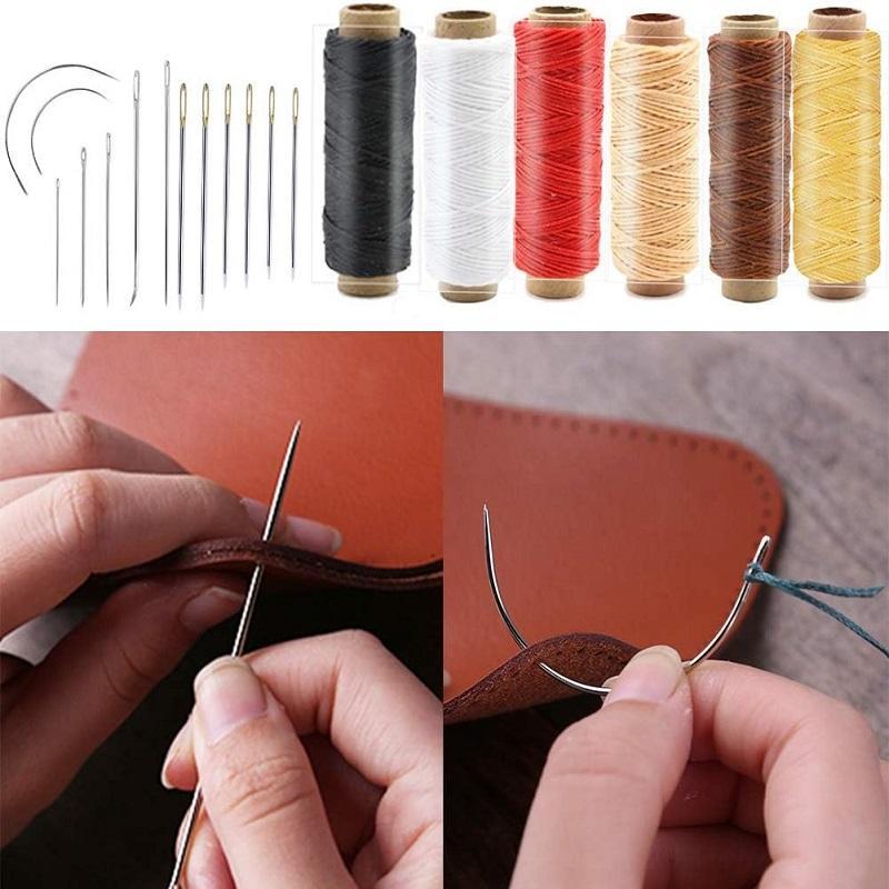 Leather Starter Working Tool Set Leather DIY Tool with Groover Leather Thread Leather Hole Punch for Leather Craft Tool Set