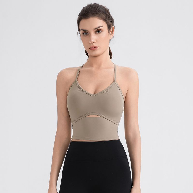 Foreign Trade New Yoga Female Nude Sense Sling Yoga Clothes Running Gym Bra Pilates Training Vest Top