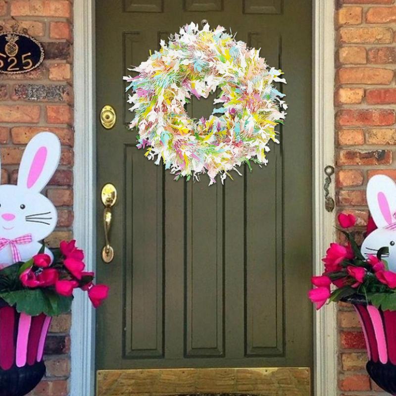 1 Stück Bunter Osterkranz Dekor Frühlingskränze für Haustür Pastell Oster Künstlicher Kranz Mini Frühlingskranz Fensterkranz