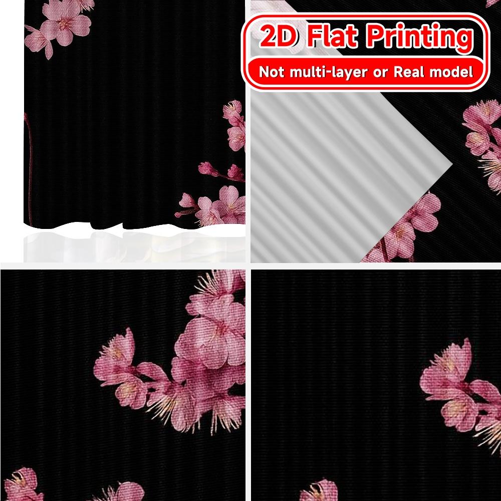 2 Stück, 2D-FLACHDRUCK Vorhänge (Ohne Stange) Blütenpracht Eleganz Weihnachtsfestival Kreative Vorhänge Maschinenwaschbarer Stoff