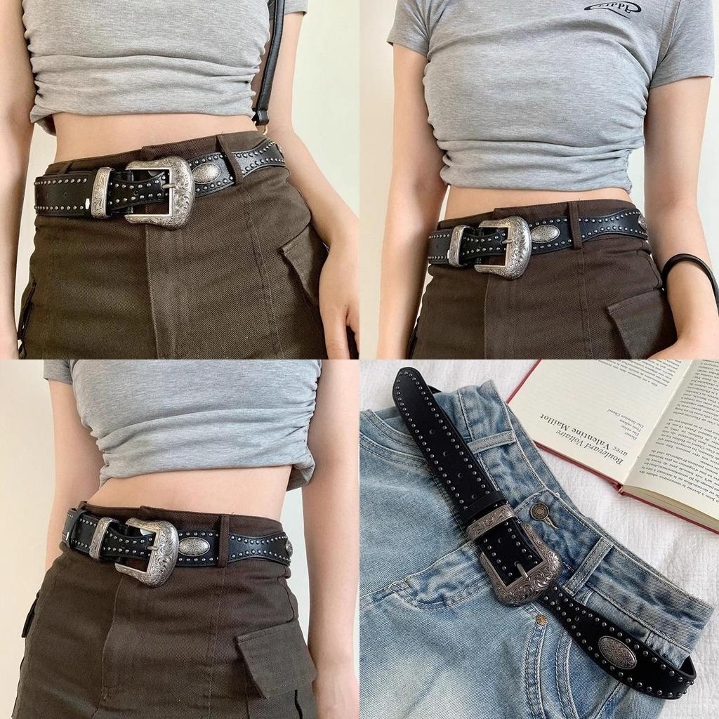 Punk Style Metal Belt With Rivets For Fashionable Women Summer Accessory
