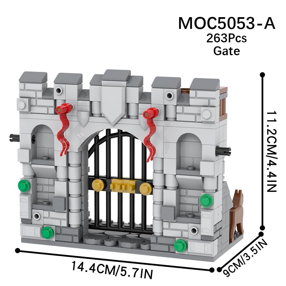 MOC Middle Ages Military Ladder Gate Siege Vehicle Watch Tower Building Block Battlefield War Street View Toys For Children Gift