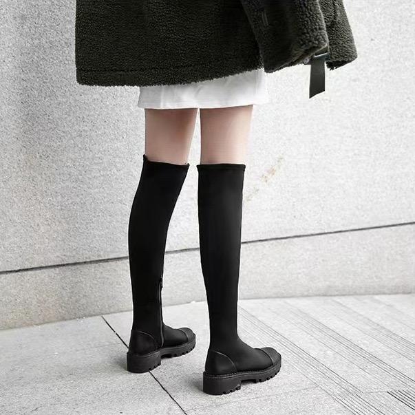 Autumn Winter Women's High-quality Shoes Elastic Material Platform Women's Boots New Knee Boots High Boots with Height