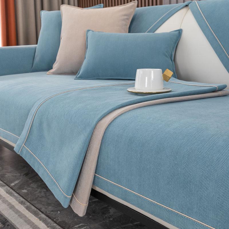 Chenille L-shaped Sofa Cushion Pillowcase Anti Slip Wear-resistant Solid Color Settee Towel Universal for All Seasons Sofa Cover