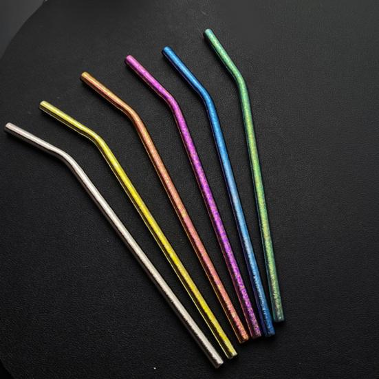 Stainless Steel Straw Reusable BPA-free Colorful Ice Flower Design Drinking Straw with Cleaning Brush