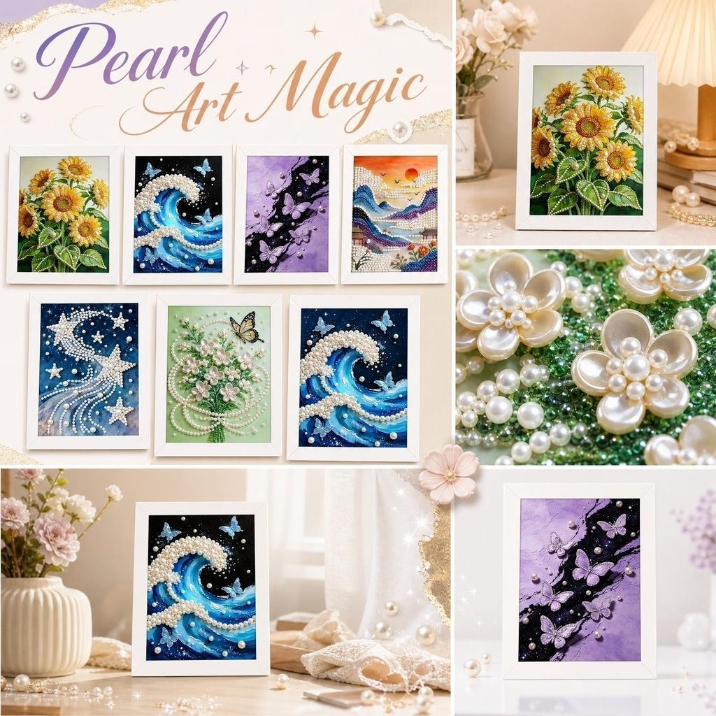 DIY Pearl Painting Kit Handmade Craft Material Set Sunflower Pattern Wall Art for Festival Gift and Home Decoration