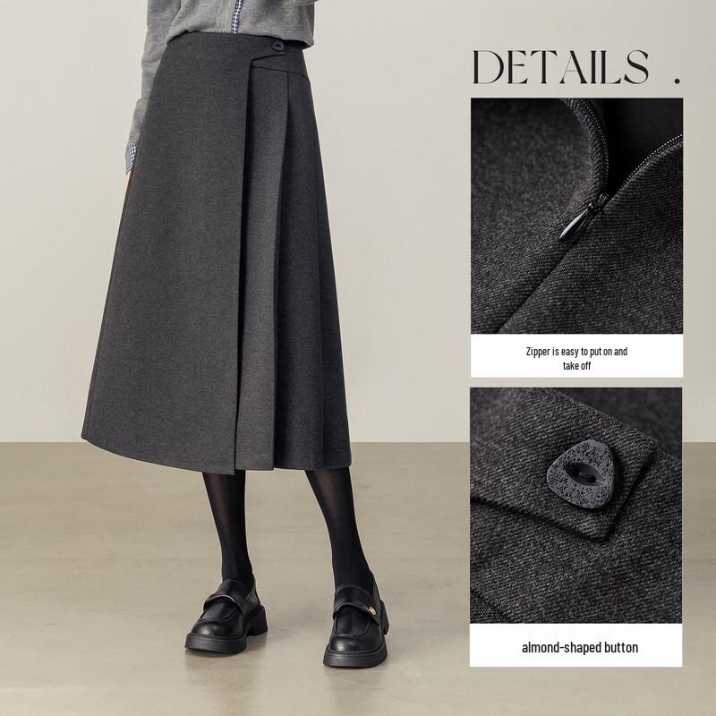 Zimowa spódnica damska Shangdubila z wysokim stanem, plisowana, w kształcie litery A