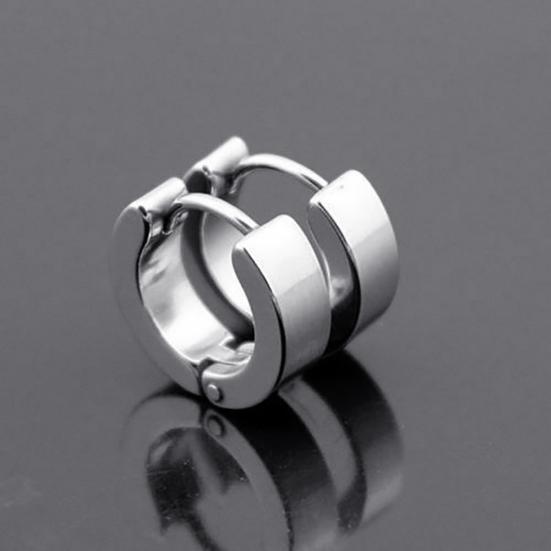1 Pair Fashion Cool Men's Stainless Steel Huggie Hoop Earrings Casual Jewelry