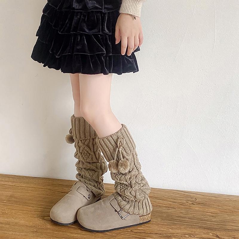 Girls Socks Spring Fall Korean Flipped Calf Sleeve Children Warm Autumn Winter Piled Socks Twisted Sock Sleeve