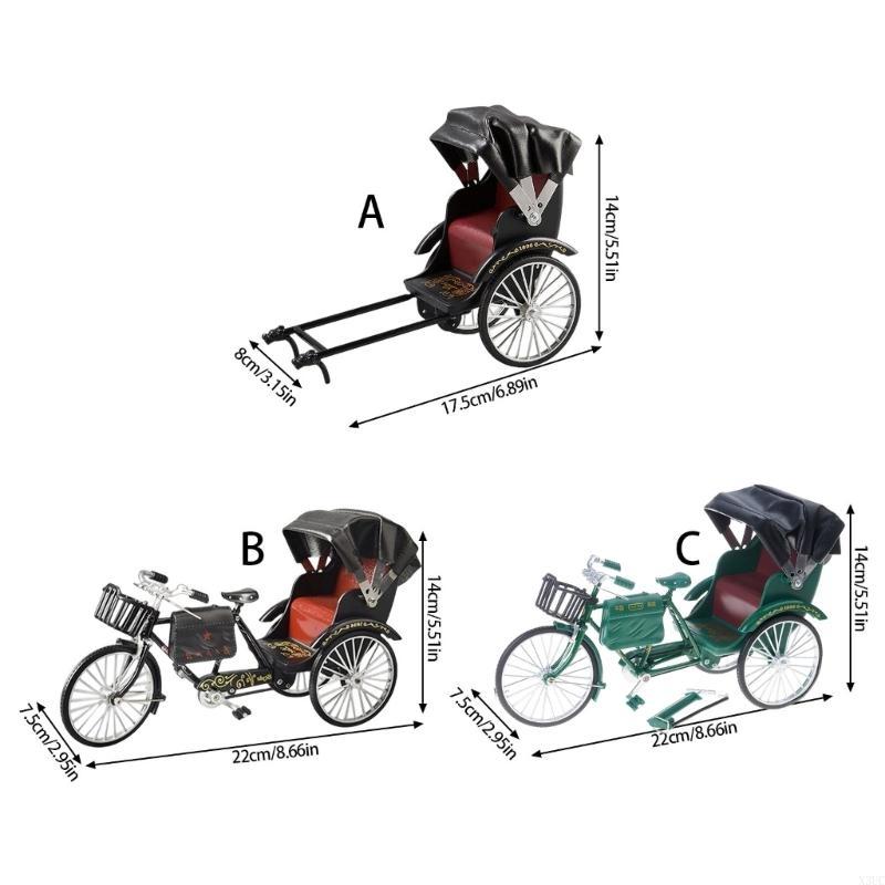 Antique Alloys Mini Rickshaw Model Nostalgics Decors For Collections Or Gift X3UC