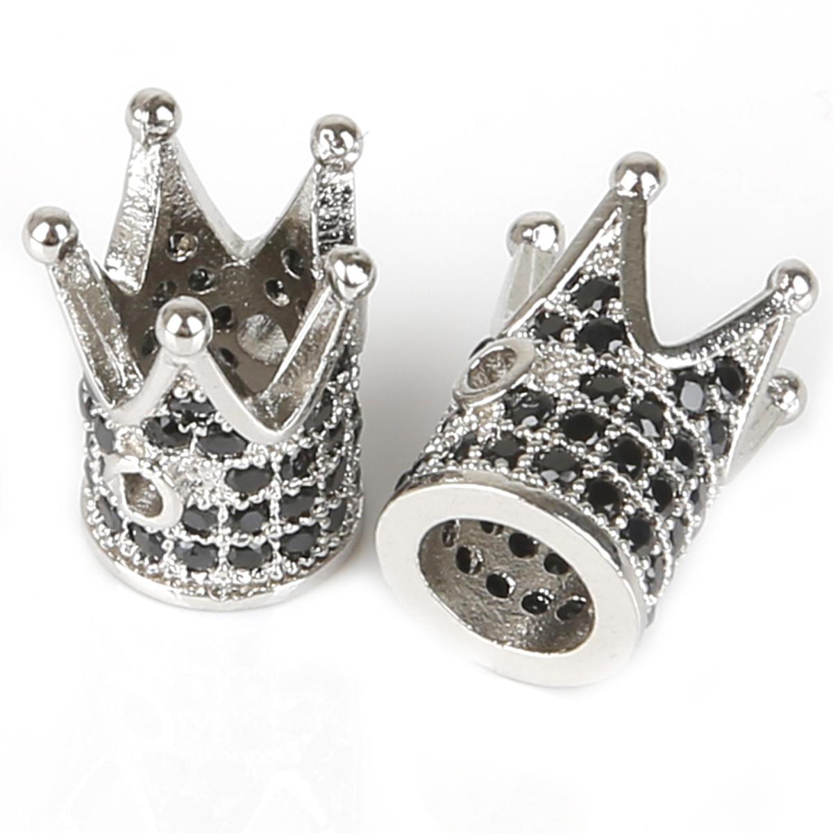 

2 шт. Металлические кубические циркониевые бусины в форме короны для изготовления ювелирных изделий, аксессуаров для браслетов