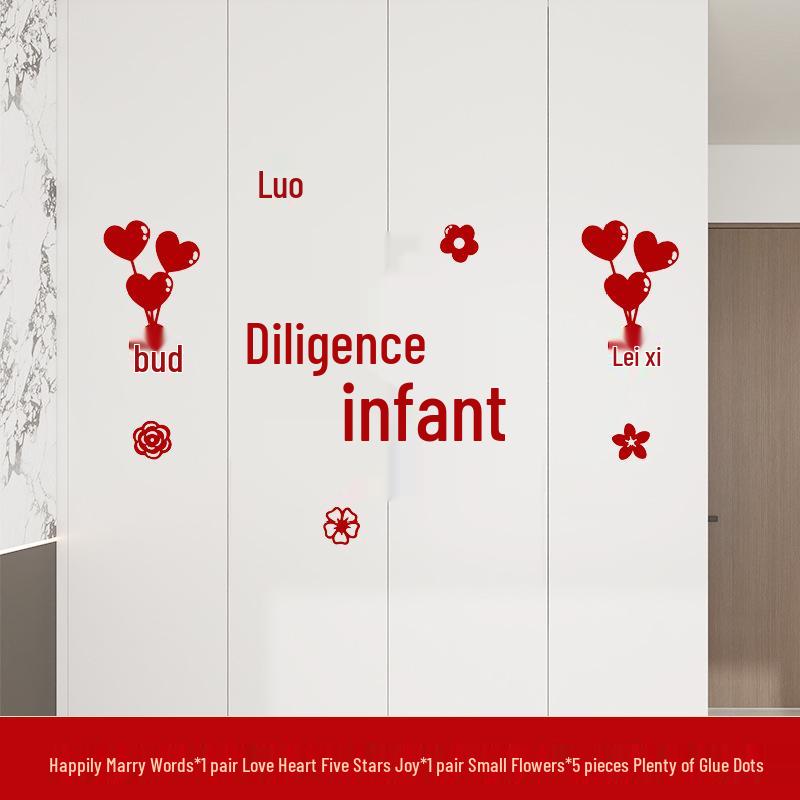 Wedding Room & Wardrobe Decor Set: Groom's Bedroom Double Happiness Stickers